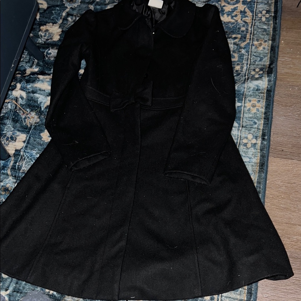 Crazy 8 Bow Accent Wool Blend Black Outerwear Coat Jacket  Holiday Wedding Event